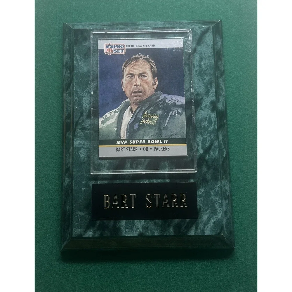 BART STARR GREEN BAY PACKERS CARD PLAQUE DECOR ‎ NFL Pro Card Encased